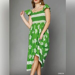 Umgee Romantic Smocked Midi Dress NWT